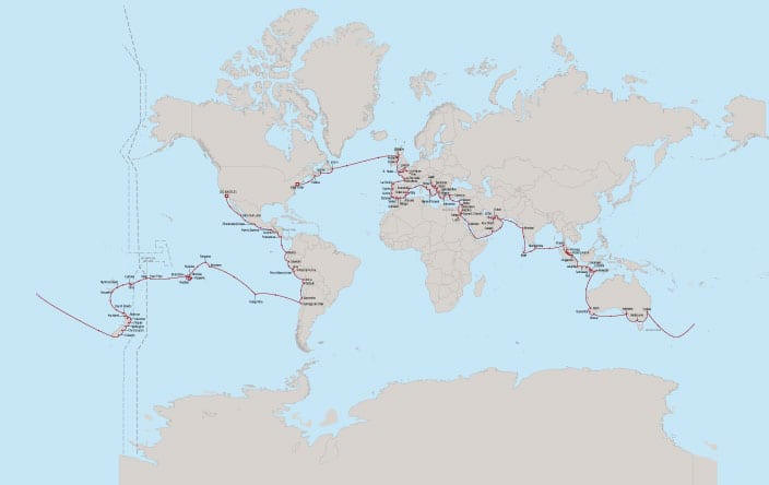 Oceania Aurelia World Cruise Itinerary 2029