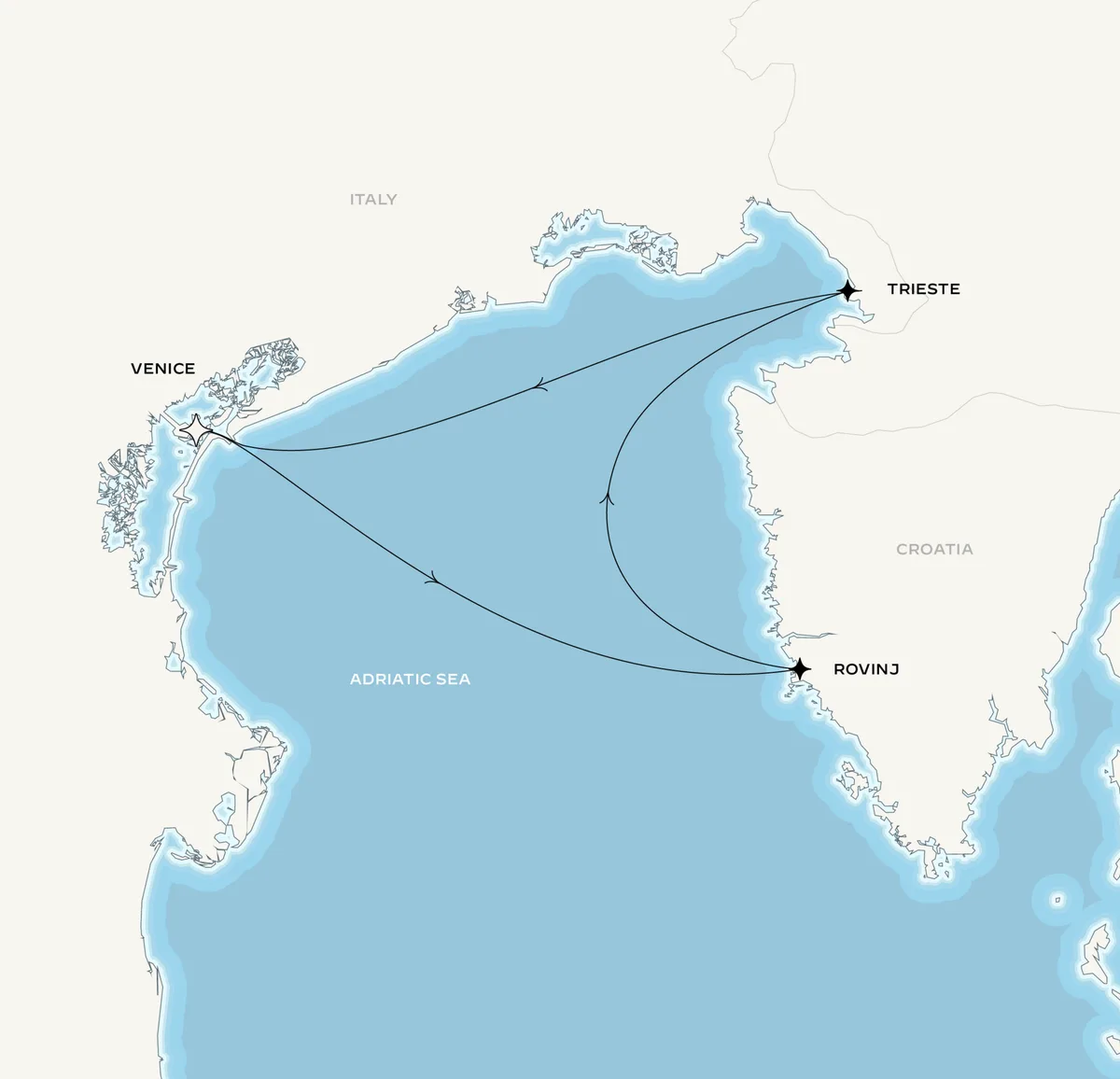 Orient Express Corinthian route map from Venice (Fusina), Italy to Venice (Fusina), Italy, August 30-September 3, 2026, voyage CO260830VCEVCE