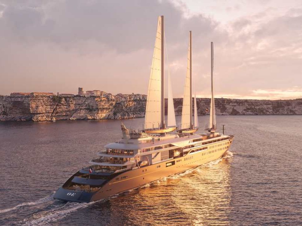 Orient Express sailing-yacht exterior rendering representing Orient Express Olympian