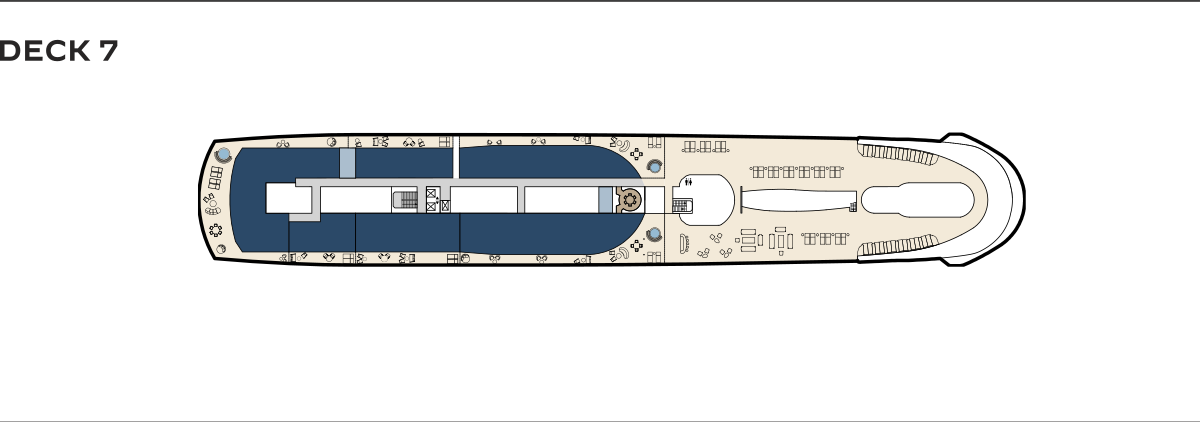 Orient Express Corinthian Deck 7 plan with penthouse suites and swimming corridor