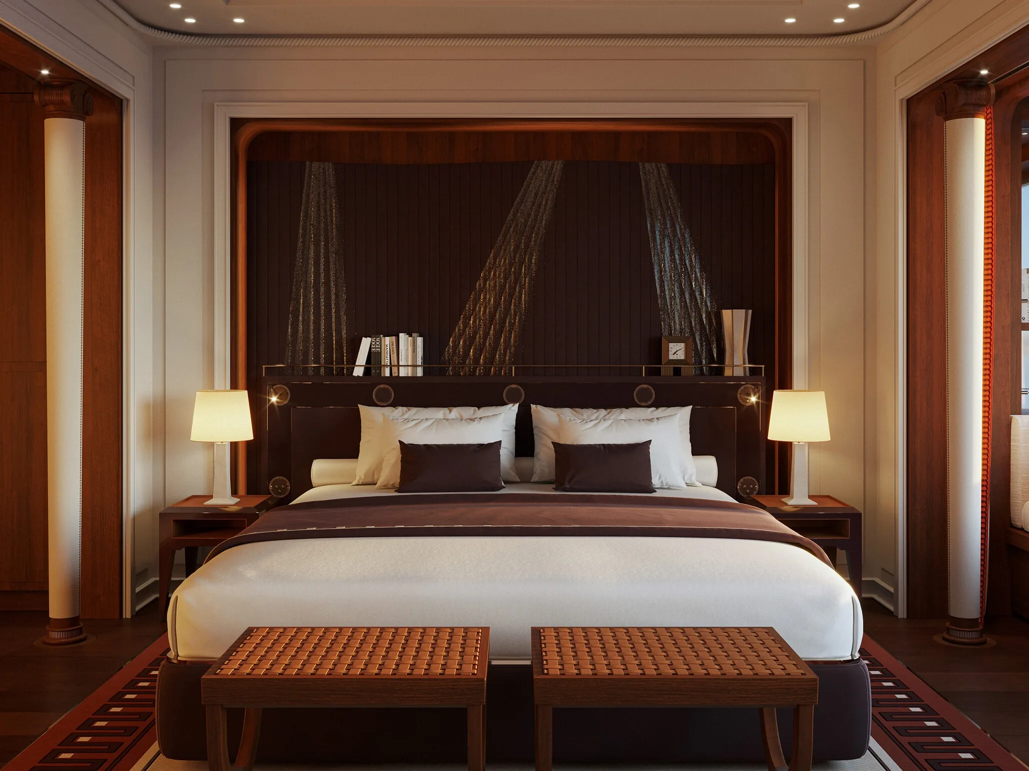 Suite Panoramique Prestige with broad windows and marble details