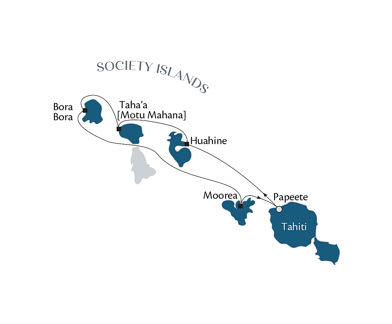Official route map for Tahiti & the Society Islands, Voyage PG180927, September 18–25, 2027