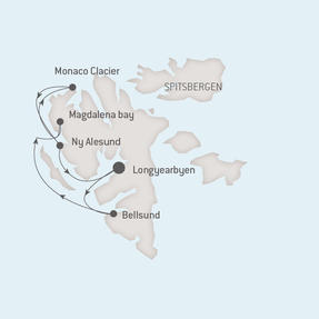 Ponant Yacht Cruises Le Boreal  Map Detail Longyearbyen, Svalbard And Jan Mayen to Longyearbyen, Svalbard And Jan Mayen July 11-18 2021 - 7 Days