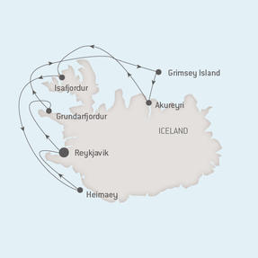 Ponant Yacht Cruises Le Soleal  Map Detail Reykjav�k, Iceland to Hafnarfj�rdur, Iceland July 19-26 2017 - 7 Days