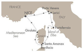 Cruise Single-Solo Balconies and Suites Ponant Yacht Le Ponant Cruise Map Detail Nice, France to Nice, France August 22-29 2025 - 7 Nights