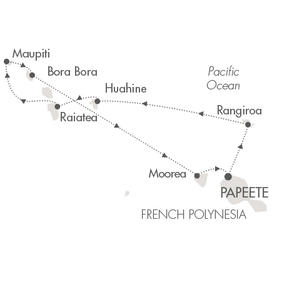 HONEYMOON Ponant Yacht Le Soleal Cruise Map Detail Papeete, French Polynesia to Papeete, French Polynesia September 26 October 6 2020 - 10 Days