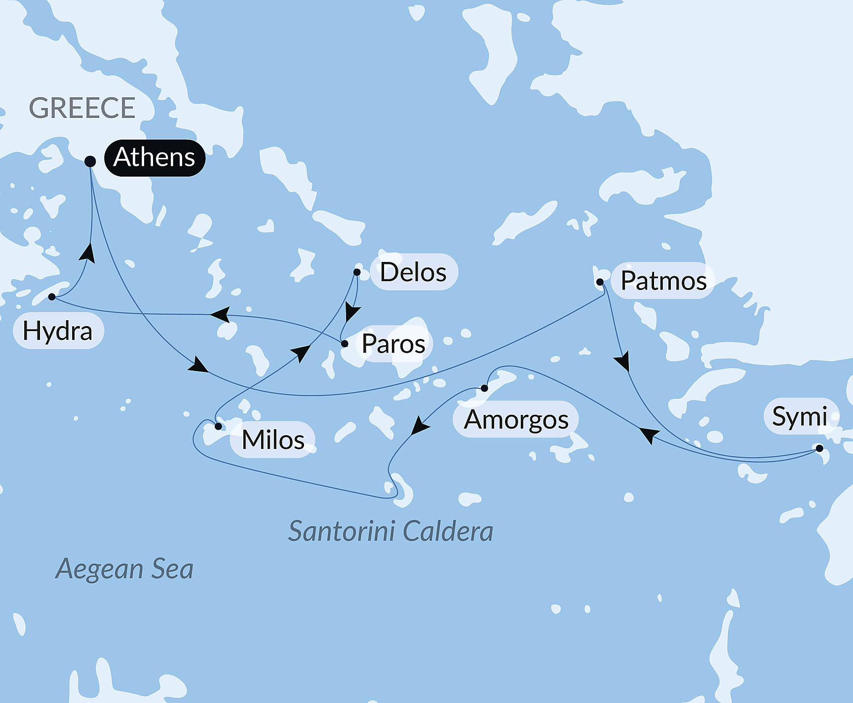 Official PONANT route map for At the heart of the Greek islands aboard Le Dumont d'Urville, Voyage EU130727