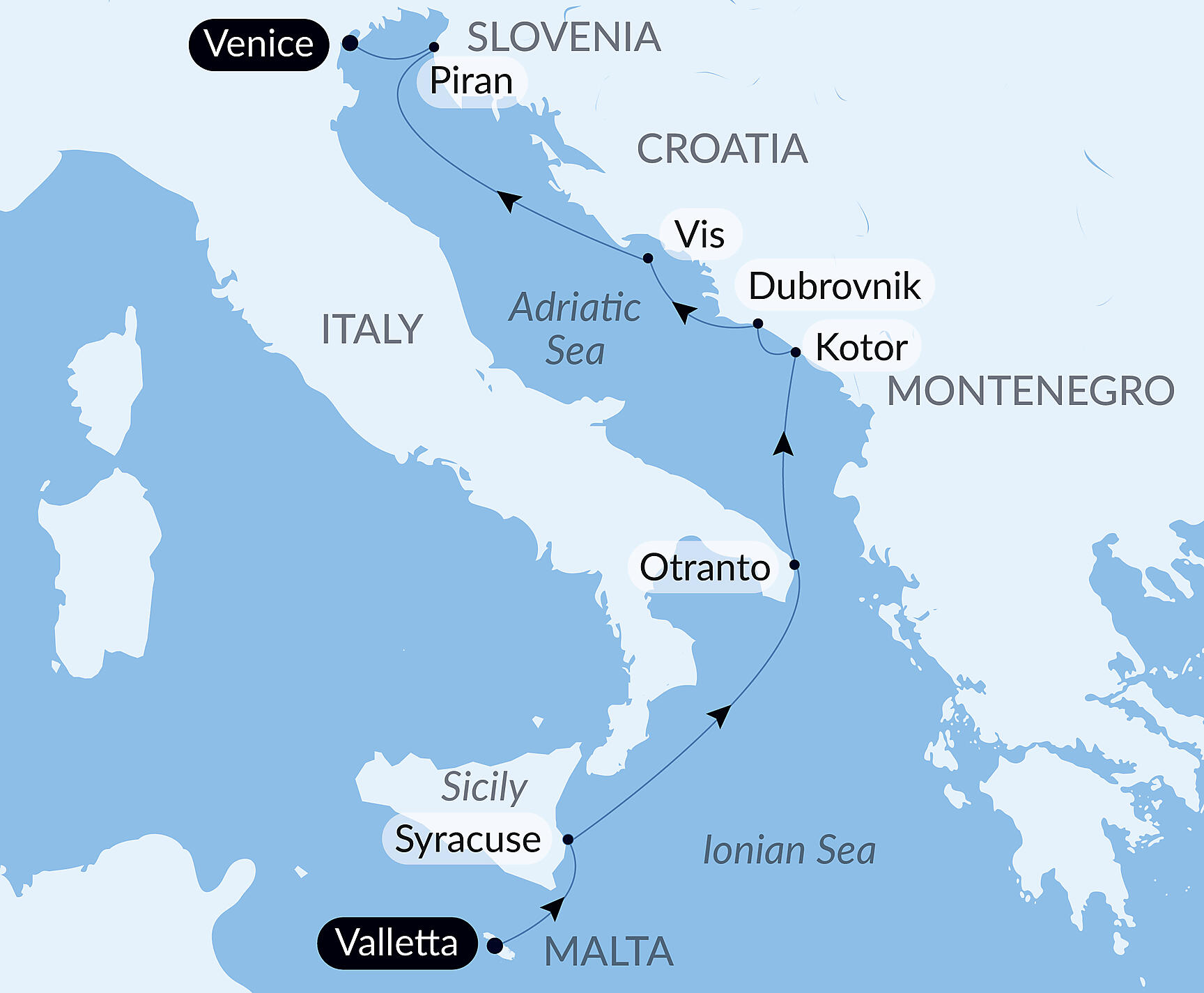 Official PONANT route map for 6th Opera Festival at Sea, with Benjamin Bernheim aboard Le Bougainville, Voyage EG130527
