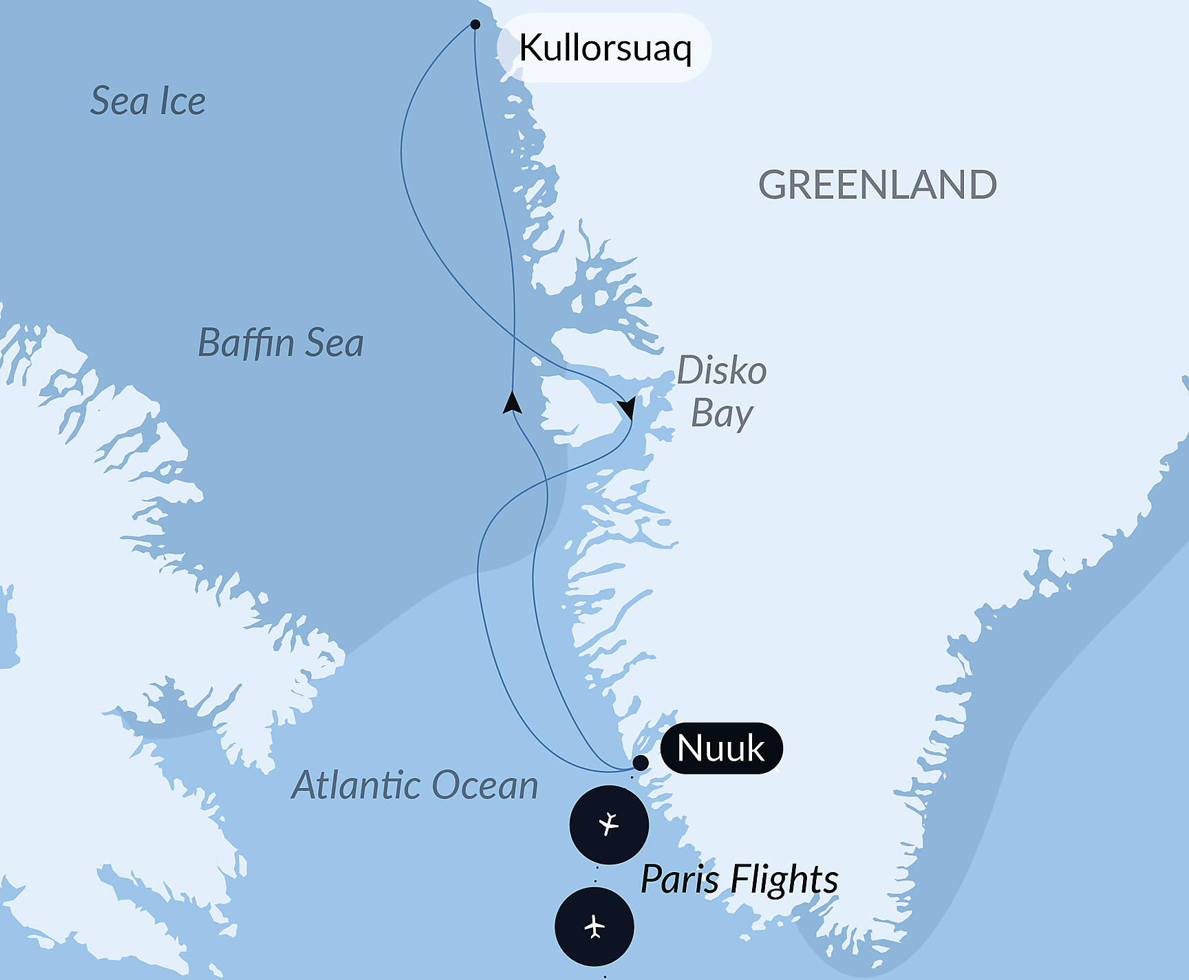 Official PONANT route map for Encounter with the Last Guardians of the North Pole aboard Le Commandant Charcot, Voyage CC040427