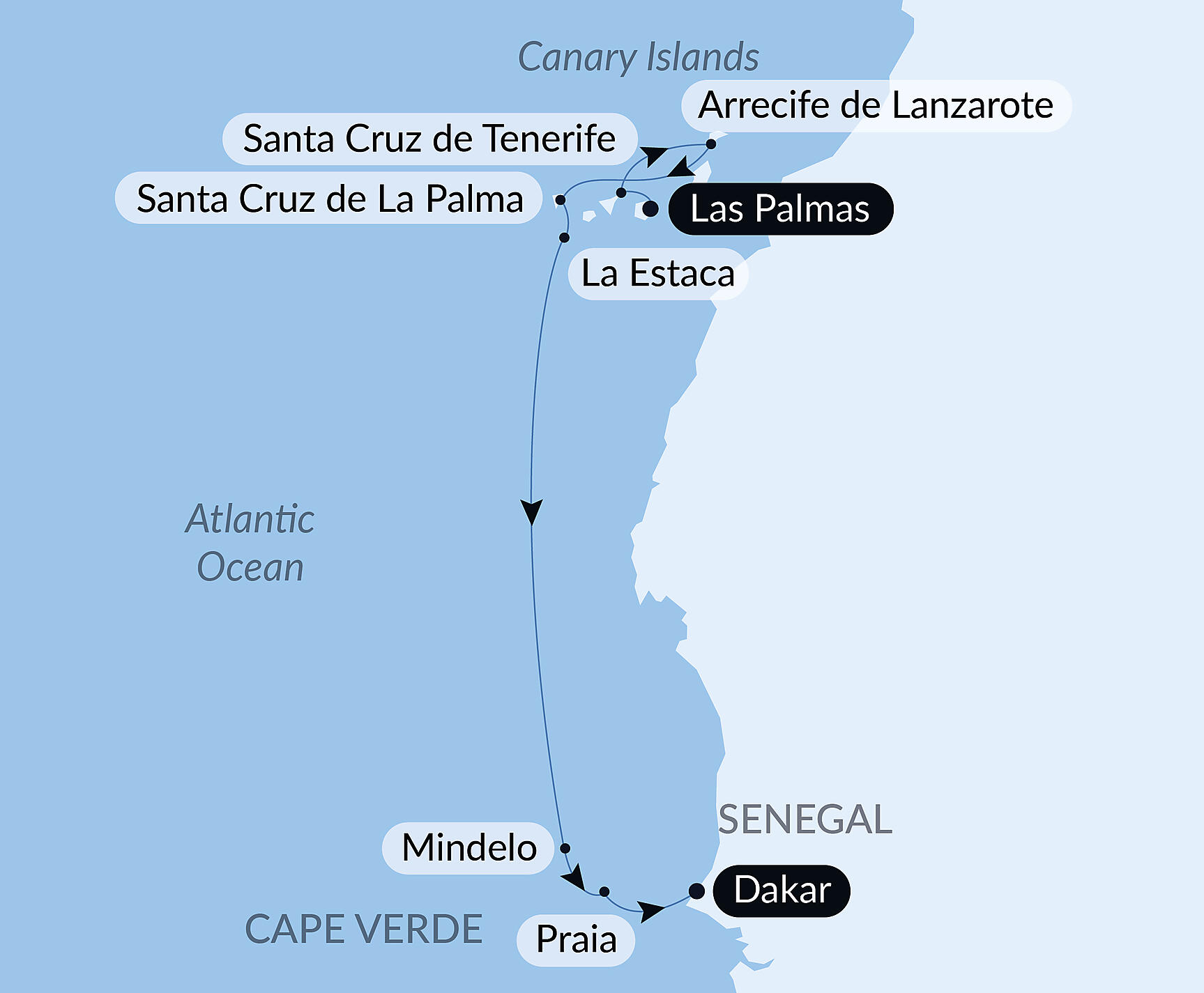 Official PONANT route map for Homage to Rostropovitch, the cellist of the century aboard Le Dumont d'Urville, Voyage EU251127