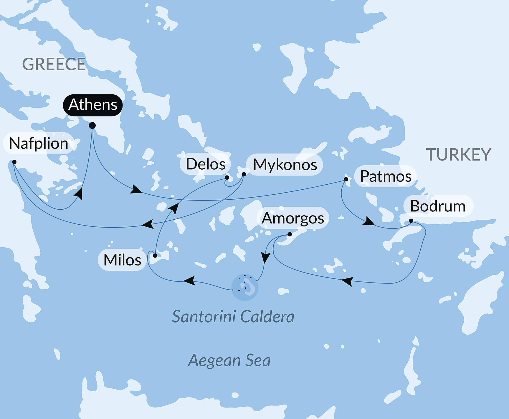 Official PONANT route map for Cruising the Greek Islands of the Southern Aegean – with Smithsonian Journeys aboard Le Dumont d'Urville, Voyage EU240628