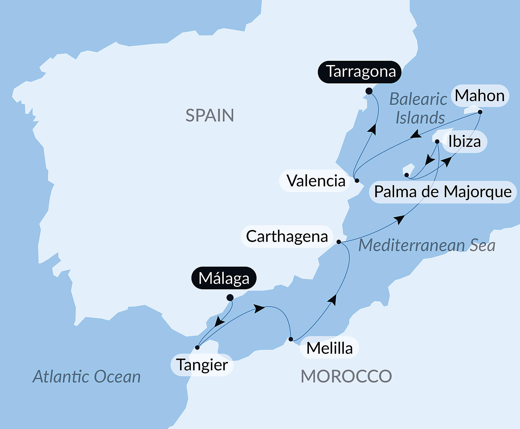 Official PONANT route map for 13th Piano Festival at Sea aboard Le Bougainville, Voyage EG290328