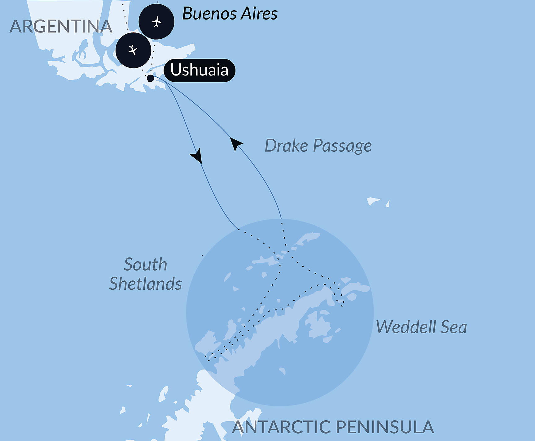 Official PONANT route map for Emblematic Antarctica aboard Le Boréal, Voyage BO080129