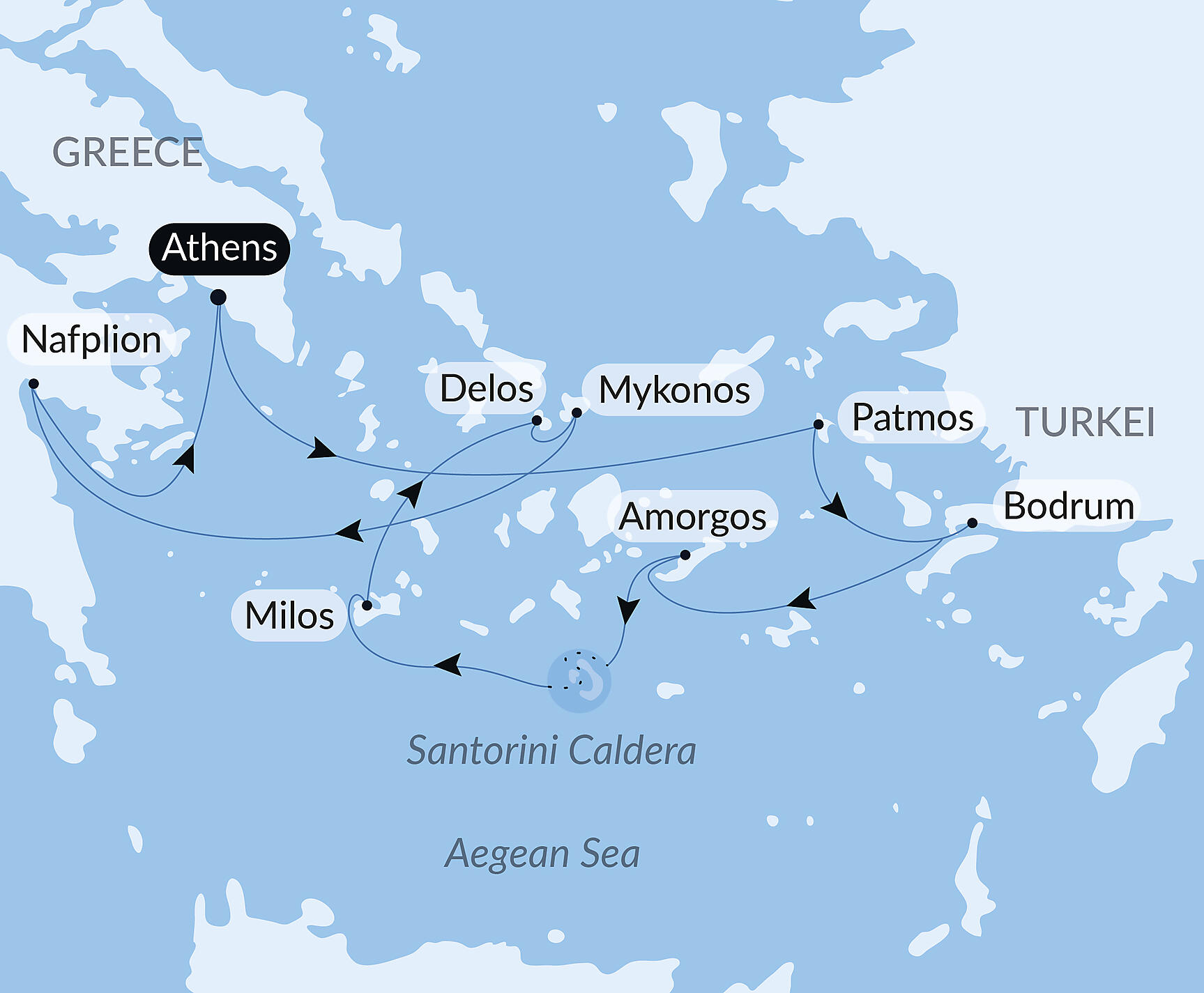 Official PONANT route map for Cruising the Greek Islands of the Southern Aegean – with Smithsonian Journeys aboard Le Dumont d'Urville, Voyage EU060727