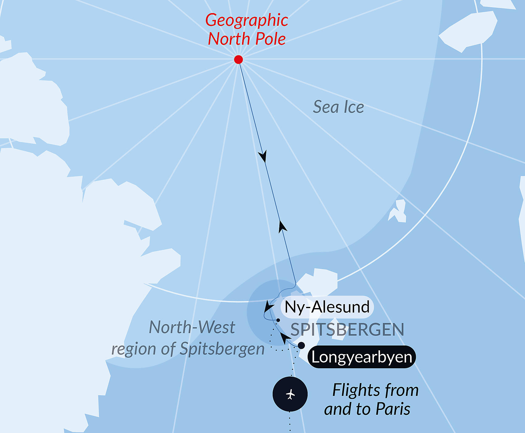 Official PONANT route map for The Geographic North Pole aboard Le Commandant Charcot, Voyage CC270727