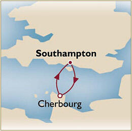 CUNARD Map Cunard Queen Mary 2 QM2 2030 Southampton to Southampton
