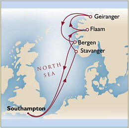 Deals - Map Cunard Queen Victoria QV 2024 Southampton to Southampton