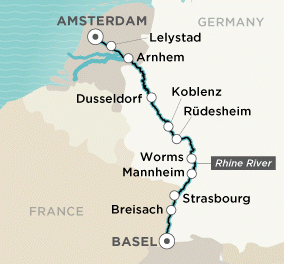 7 Seas Luxury Cruises CRYSTAL BACH RIVER Cruise 2023 Large Map Image