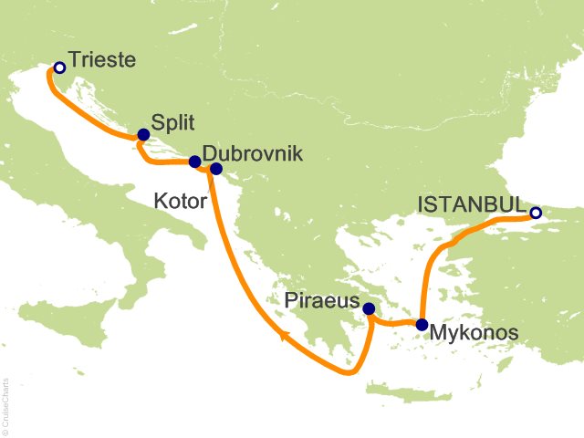 RSSC Regent Seven Seas Voyager Itinerary 2026 Map Cruises 7 Night Cultural Crossroads   Istanbul to Trieste Cruise