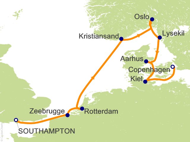 RSSC Regent Seven Seas Voyager Itinerary 2026 Map Cruises 10 Night Grand Castles Modern Marvels   London (Southampton) to Copenhagen Cruise