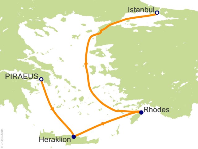 RSSC Regent Seven Seas Voyager Itinerary 2026 Map Cruises 10 Night Glamorous Grecian Nights   Athens (Piraeus) to Istanbul Cruise