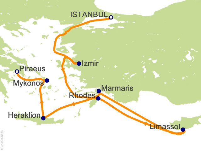 RSSC Regent Seven Seas Voyager Itinerary 2026 Map Cruises 10 Night Turkish Treasures   Istanbul to Athens (Piraeus) Cruise