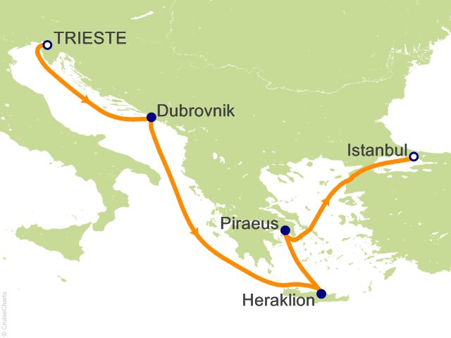 RSSC Regent Seven Seas Voyager Itinerary 2026 Map Cruises 12 Night Treasures of the Adriatic   Trieste to Istanbul Cruise