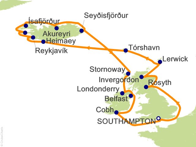 RSSC Regent Seven Seas Voyager Itinerary 2026 Map Cruises 20 Night Isles of Myth and Magnificence   London (Southampton) to London (Southampton) Cruise