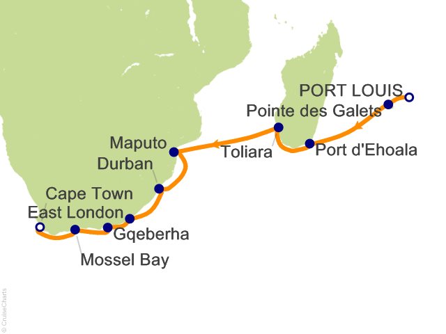 RSSC Regent Seven Seas Voyager Itinerary 2027 Map Cruises 15 Night Southeast Africa Unveiled   Port Louis to Cape Town Cruise
