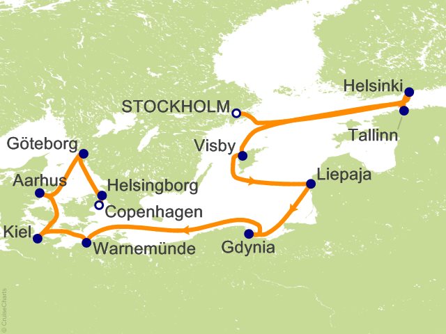RSSC Regent Seven Seas Voyager Itinerary 2027 Map Cruises 12 Night Fairy Tales and Hygge   Stockholm to Copenhagen Cruise