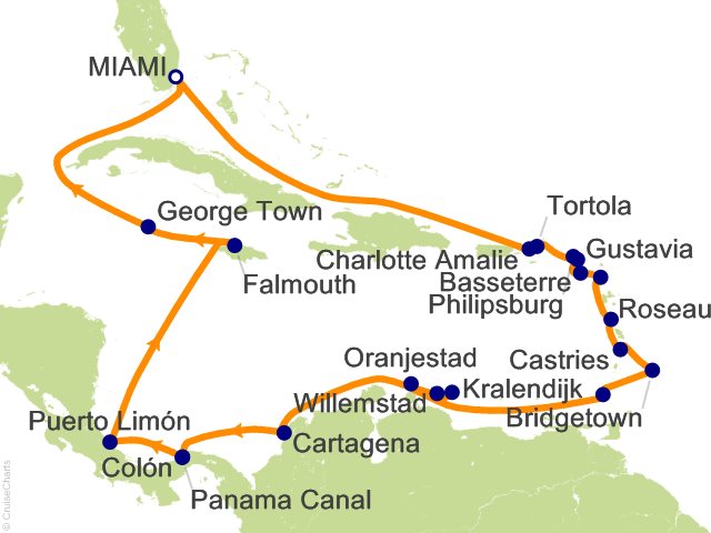 RSSC Regent Seven Seas Voyager Itinerary 2027 Map Cruises 25 Night Ultimate Island Holiday   Miami to Miami Cruise