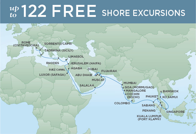 7 Seas Luxury Cruises ICONIC TAPESTRY | 40 NIGHTS | DEPARTS MAR 27, 2025 | Seven Seas Voyager