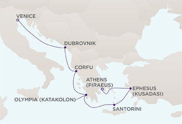 Map Radisson Seven Seas Cruises RSSC Mariner 2027