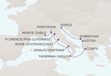 Map Regent Luxury Cruises RSSC Mariner 2027