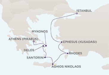 Map Radisson Seven Seas Cruises RSSC Mariner 2027
