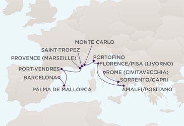 Map Regent Seven Seas Cruises RSSC Mariner 2027