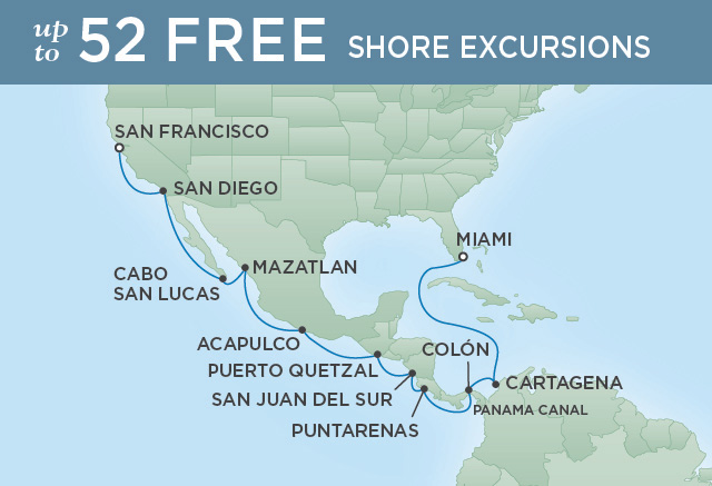 7 Seas Luxury Cruises CROSSING THE ISTHMUS TO THE RIVIERA | 18 NIGHTS | DEPARTS MAY 17, 2025 | Seven Seas Mariner