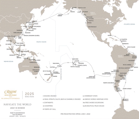 World Cruise Seven Seas Mariner Itinerary 2025
