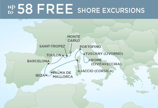 Itinerary Map Regent Seven Seas Mariner Cruises, World Cruise RSSC