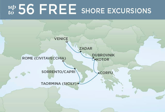 Itinerary Map Regent Seven Seas Mariner Cruises, World Cruise RSSC