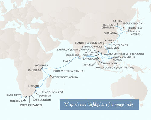 Luxury World Cruise SHIP BIDS - Regent Seven Seas Voyager CRUISE SHIP December 21 2025 February 21 2025 - 62 Days
