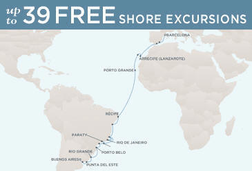 Luxury World Cruise SHIP BIDS - Regent Mariner Map BARCELONA TO BUENOS AIRES