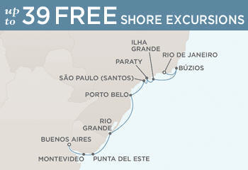 Luxury World Cruise SHIP BIDS - Regent Mariner Map BUENOS AIRES TO RIO DE JANEIRO
