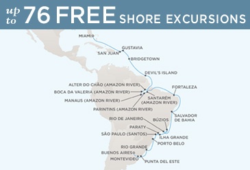 Cruise Single-Solo Balconies and Suites Regent Mariner Map BUENOS AIRES TO MIAMI