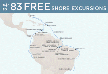 Luxury World Cruise SHIP BIDS - Regent Mariner Map RIO DE JANEIRO TO LIMA (CALLAO)