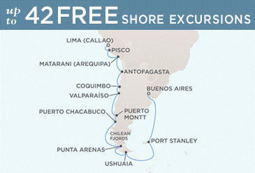 Luxury World Cruise SHIP BIDS - Regent Mariner Map LIMA (CALLAO) TO BUENOS AIRES