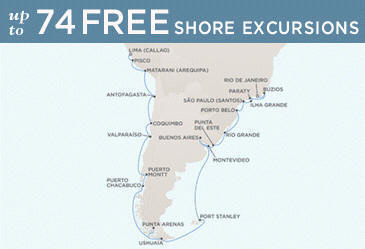 ALL SUITES CRUISE SHIPS - Regent Mariner SUITES Map LIMA (CALLAO) TO RIO DE JANEIRO