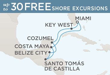 Luxury World Cruise SHIP BIDS - Regent Navigator Map MIAMI TO MIAMI