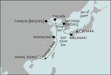 Cruise Single-Solo Balconies and Suites Osaka to Hong Kong