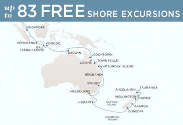 Deluxe Honeymoon Cruises Regent Voyager 2014 Map January 17 February 19 2014 - 33 Days
